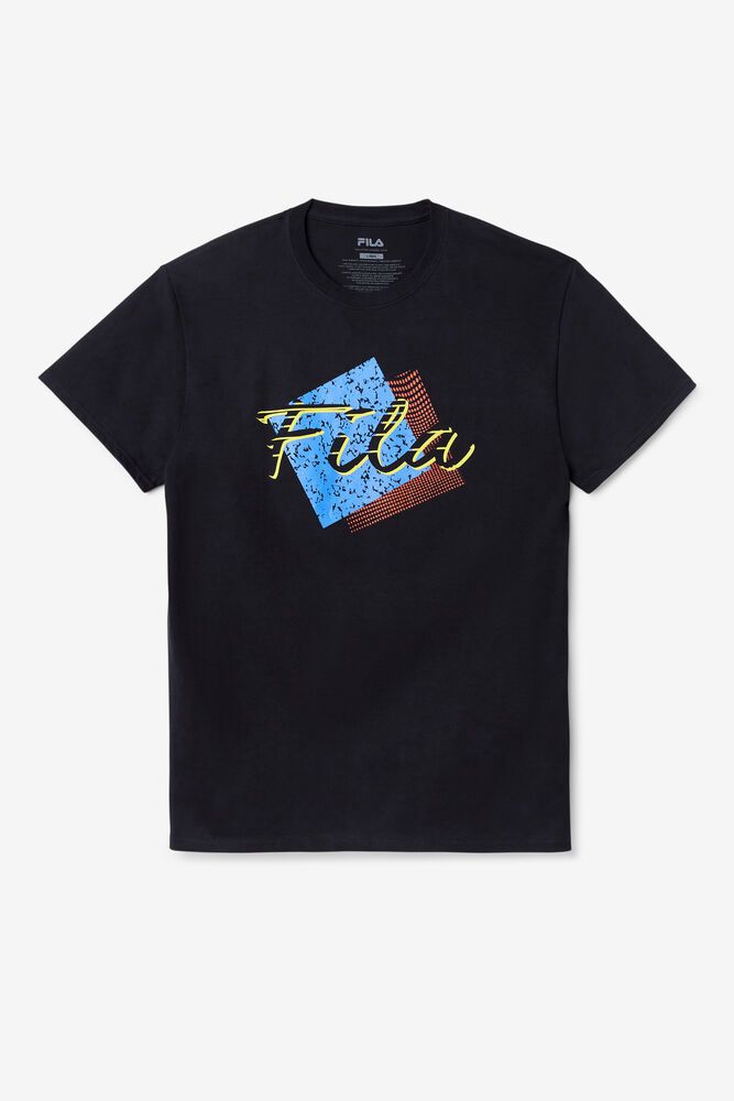 Fila Santa Monica Black T-Shirt Mens - NZ 97624-WKHX